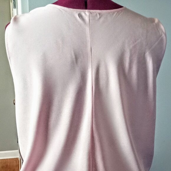 Gianetta Ruched Front Sheer Pink Sleeveless Top - Picture 3 of 6
